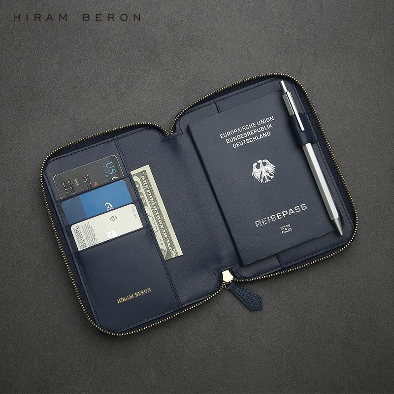 Italian Leather Men's Passport Wallet with RFID Blocking Wholesale Customized