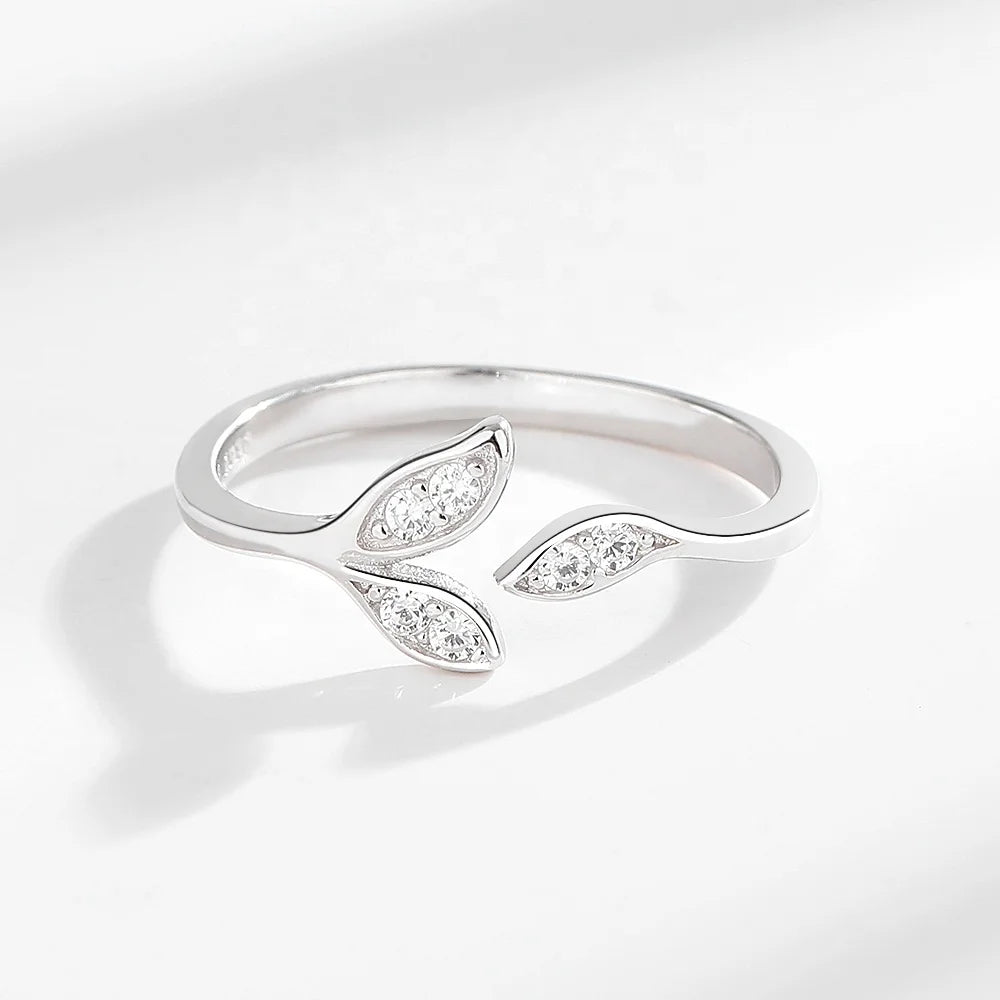Yaeno Fashion Personality 925 Sterling Silver Leaf Ring