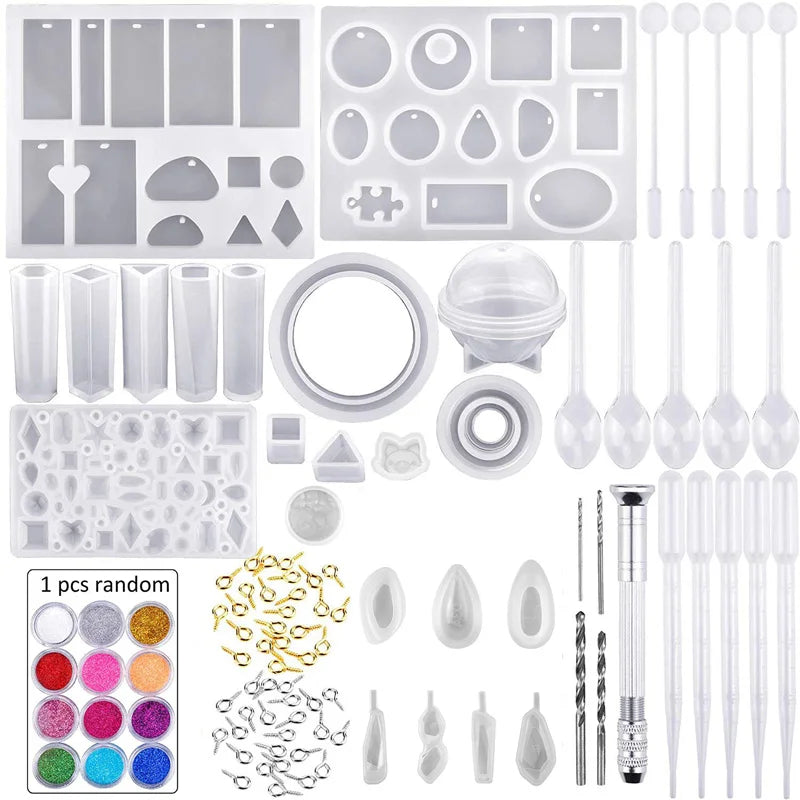 116PCS Diy Crystal Pendant Silicone Mold Handmade Jewelry Epoxy Resin Pendant Silicone Mold Bracelet Silicone Mold