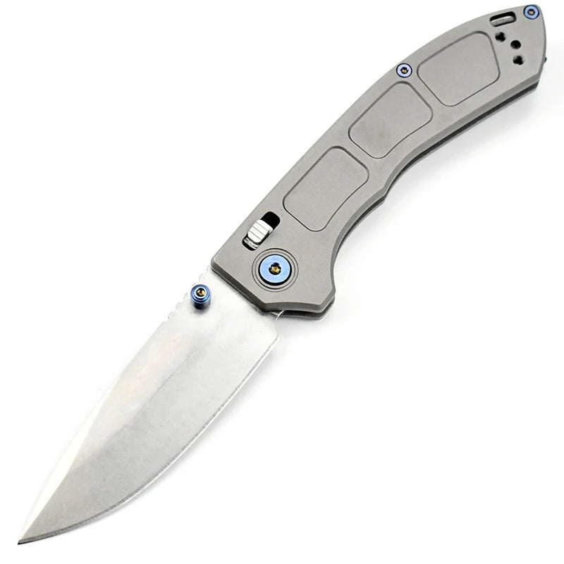 High-End M390 Steel Folding Knife Push Button Durable Titanium Handle EDC Tool for Outdoor Camping Pocket Knife Gift OEM