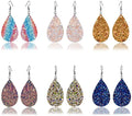 SC 12 Pairs PU Leather Earrings Hot Sale Sequin Earrings Water Drop Dangle Earring for Women