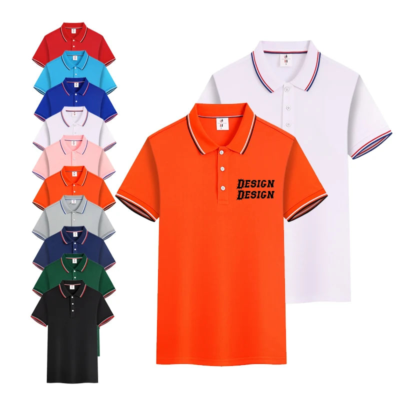 Breathable Sweatabsorbing Lapel Polo Shirt Embroidery Print Custom Design Multi-color Blank Men's Sports T-shirt