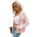 2023 Autumn Casual Button Long Loose Fit Women's Knit Cardigan Sweater with Plaid Pattern 100% Polyester