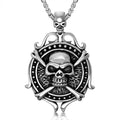 Cool Viking Skull Round Pendant Head Skull Charm Men Valknut Talisman Symbol Jewelry Skeleton Necklace