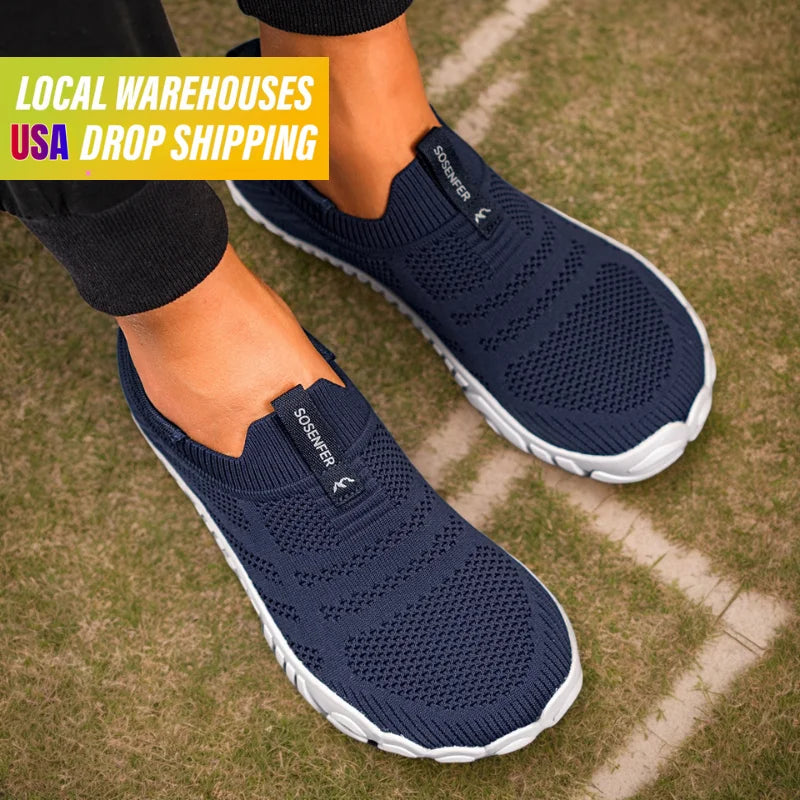 2025 Men's Lightweight Breathable Sneakers Easy Slip-On Barefoot Shoes with Mesh Lining for All Seasons Comfortable