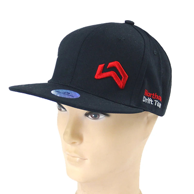 2025 Custom Flat Brim Black Cotton Baseball Cap with Embroidery Logo