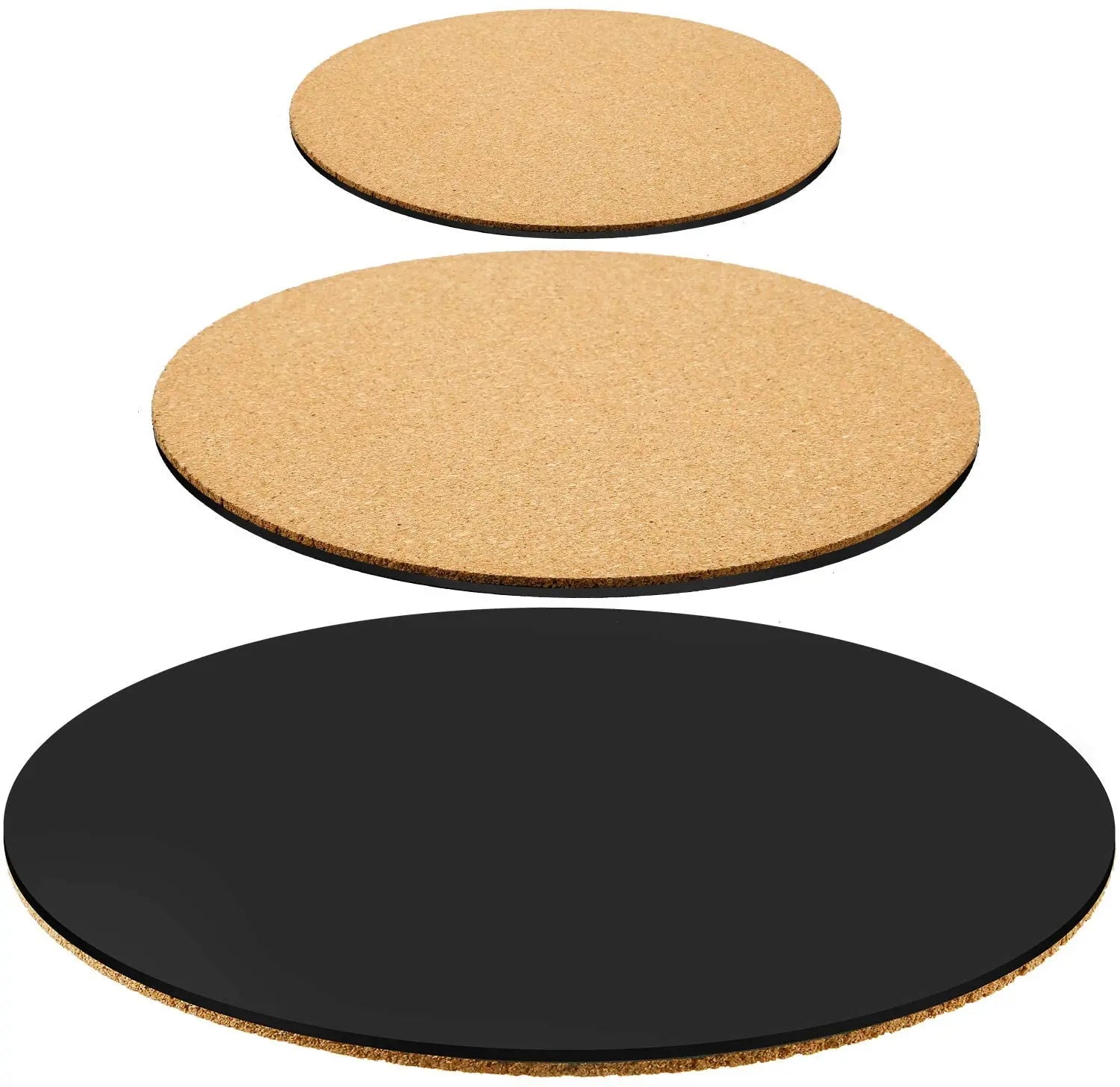 Set of 3 DIY Cork Plant Mat Round Rubber Coasters with Plate Pad for Indoor Plants