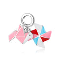 Designer Charms 925 Sliver Thousand Paper Cranes and Colorful Windmills Enamel Pendant Fit Original Women Beads Bracelet Jewelry