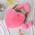 Cute Plush Autumn Winter Fur Handbag Sweet Beauty Satchel Purse Set Imitation Rabbit Faux Fur ZIP Bag for Women