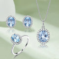 High Luxury Trendy Earrings Engagement Necklace Zircon 925 Silver Ring Wedding Women Jewelry Set for Party & Anniversary Gift