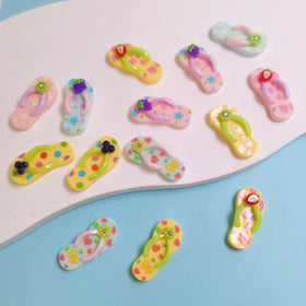 Summer Beach Theme Kawaii Resin Flip Flops Shoes Miniature Art Flatback Cabochon DIY Craft Decoration