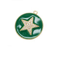 CZ7951 Chic Enamel Blue Red White Black CZ Micro Pave Star Disc Pendants