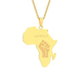 New Designs Men Gold Color African Fist Power Chain Country Map Necklace