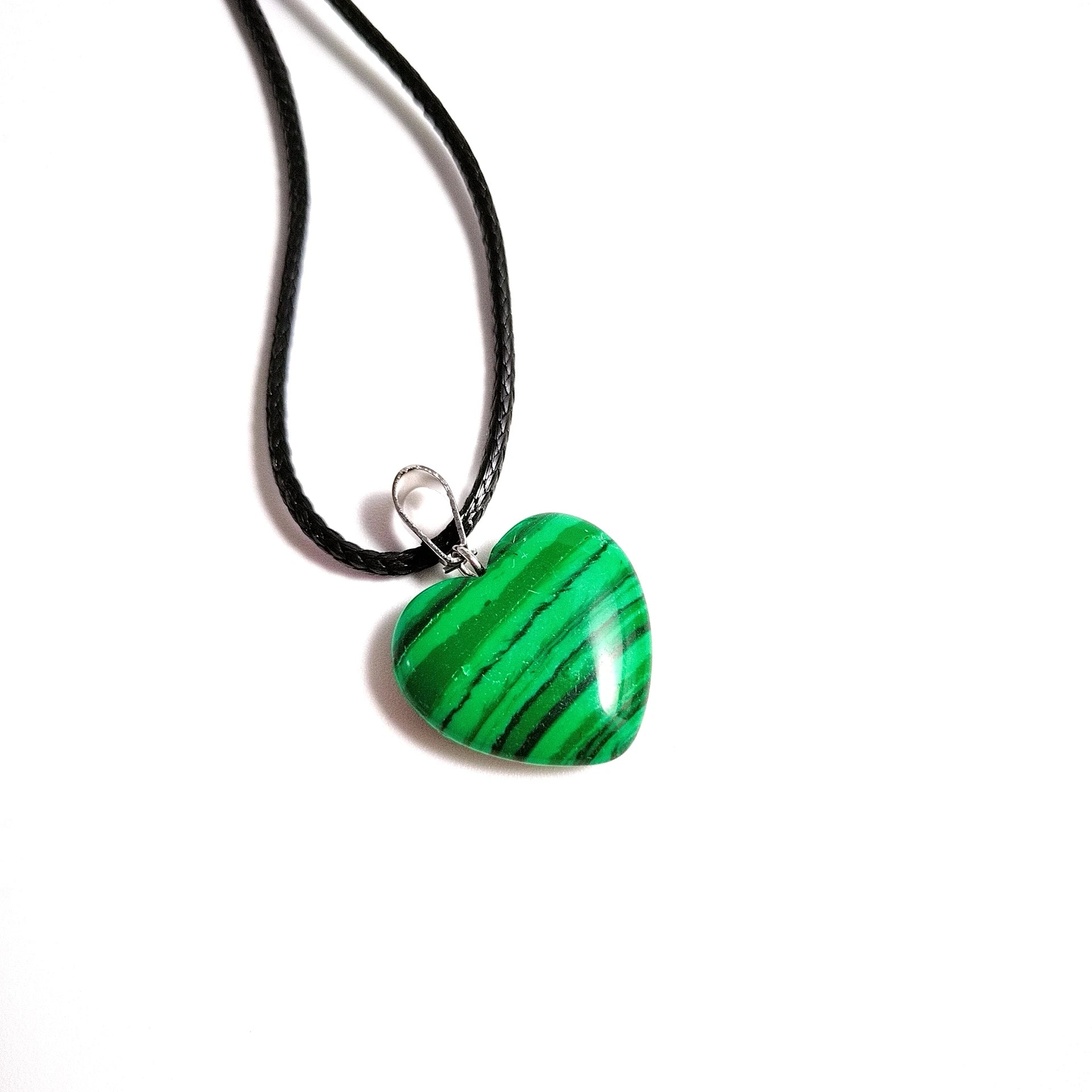 Crystal Crafts HY Natural Crystal Heart Shape Necklace Malachite Heart  Pendant Gemstone Pendant for women
