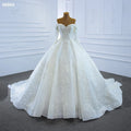 Jancember RSM66684 2020 Elegant White Long Sleeve Bridal Gowns Princess Wedding Dress