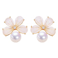 Wholesale S925 Silver Needle Flower Pearl Stud Earrings Natural Freshwater Pearl Jewelry