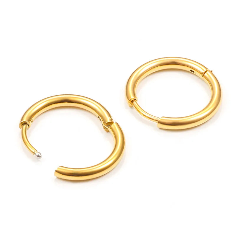 18K Gold Plated Earring for Women Men Non Allergic Small Circle Simple Design 304L Stainless Steel Jewelry Accessories Earrings