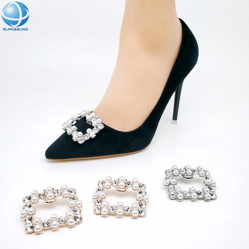 Fancy Pearl Square Bridal Wedding Shoe Decoration Shoe Clip on Accessories