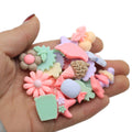 Random Mix Resin Flatback Beads Mini Flower Food Cabochon for Diy