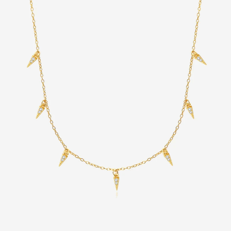 VIANRLA Sterling Silver 925 Chain Zirconia Necklace Fashion Jewelry Geometric Shape Pendant Gold Plated Necklace Handmade