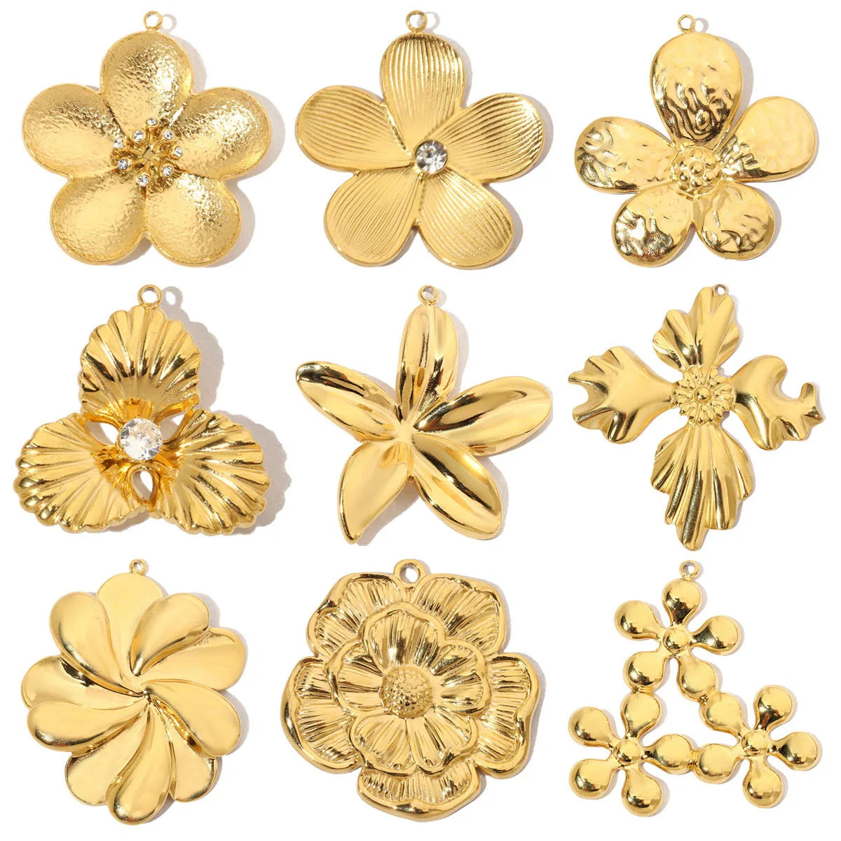 Beimai OEM Accessories Asymmetrical Flower Petals Charms for Diy Jewelry Making Stainless Steel Pendant Necklace