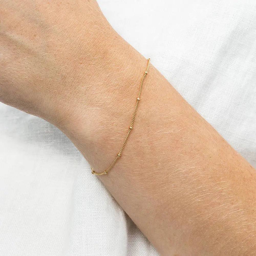 Ivanda 14k Gold-plated Beaded Chain Links Bracelets Stainless Steel DIY Multi-layer Bracelet Jewelry for Women
