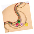 Luxury Full Diamond Stainless Steel Cute Love Fashion Jewelry Choker Fine Tennis Chain Colored Emerald Zircon Necklace for Women