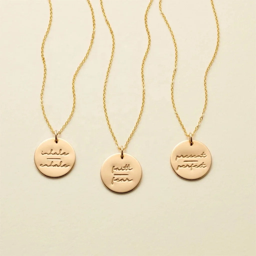 Stainless Steel Personalized Necklace Motivation Faith Over Fear Necklace Initial Necklace