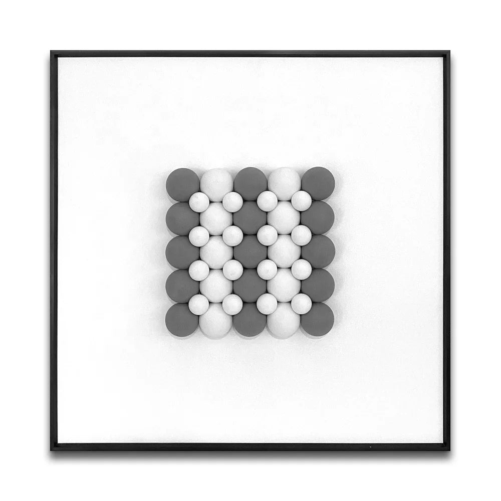 Wholesale Hot Sale Modern Gray Balls Arraying Mosaic Leather 3D Framed Wall Decoration for Hotel Room