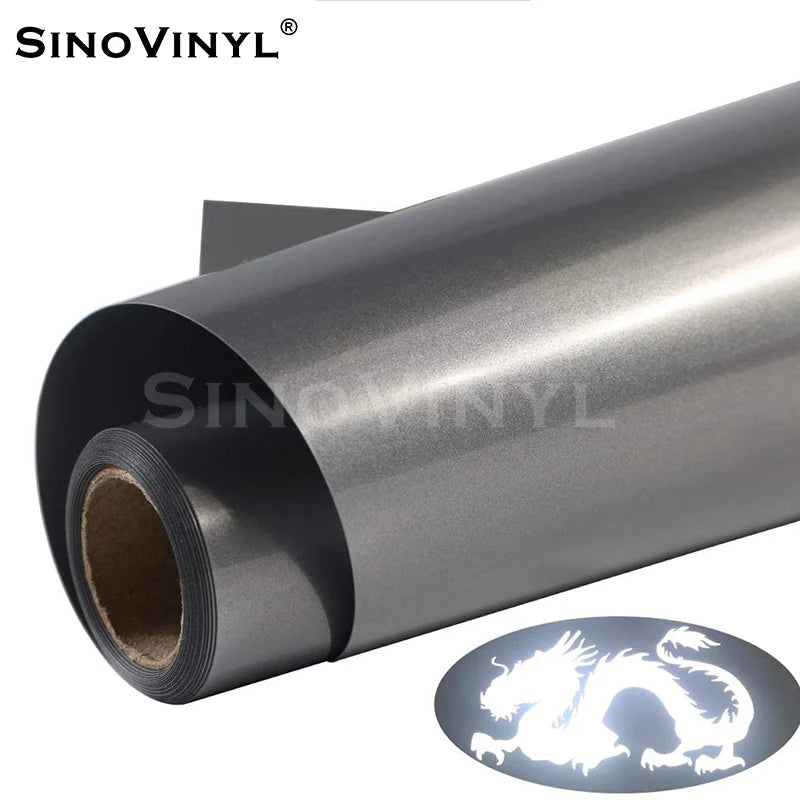 SINOVINYL 0.5x25M HTV Rolls Silver Rainbow Reflective Heat Transfer Film Vinyl Paper for Clothing
