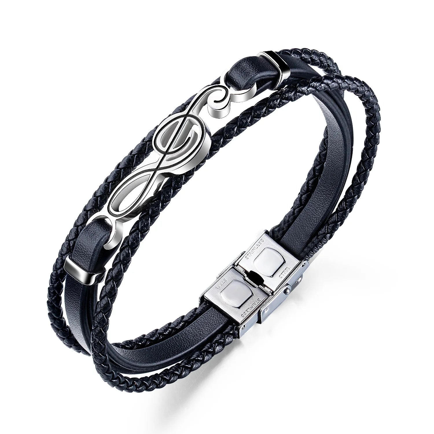 OEM Custom Handmade Stainless Steel Fashionable Musical Notes Charm Bracelets for Women & Men Hip Hop Punk Style Daily Wear