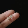 Sweet Luxury Fashion Gold Plated Pure 925 Sterling Silver Small Geometric Shape Zircon Stud Earrings for Women Girls