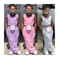 Wholesale 1-10Y Casual Kids Tracksuit 2pcs Sets Girls' Sleeveless Solid Top and Pants in Worested Fabric New Model