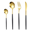 Bulk Gold Flatware Set Black Spoon Fork Set Wedding Luxury Cutlery Set