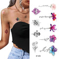 Waterproof Flower Temporary Tattoos for Women Neck Arm-Black Tiny Branch Rose/Sunflower Wild Plants Customizable Tattoo Stickers
