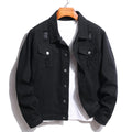 Black Denim for Men's Wear in Autumn and Winter 2023 New Perforated Craft Men's Jackets