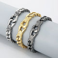 Retro Embossed Totem Thick Cuban Bracelets Vine Lock Signet Non Tarnish 18K Gold Plated Stainless Steel Bracelet Men Jewelry