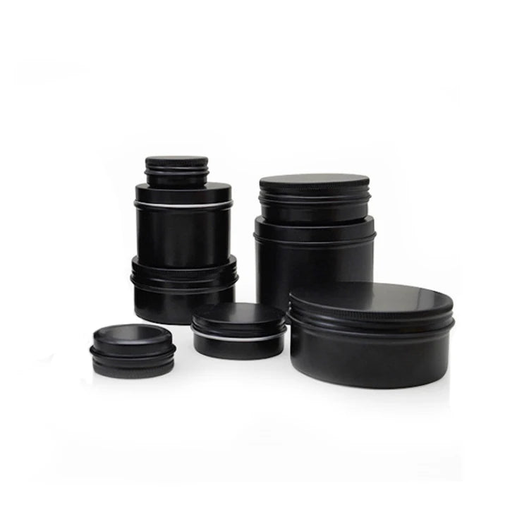 Black Tin Can with Lid Matte Color 4oz 8oz Candle Tea Aluminium Pot Tins Screw Lids Custom Lip Balm Portable Jars Packaging