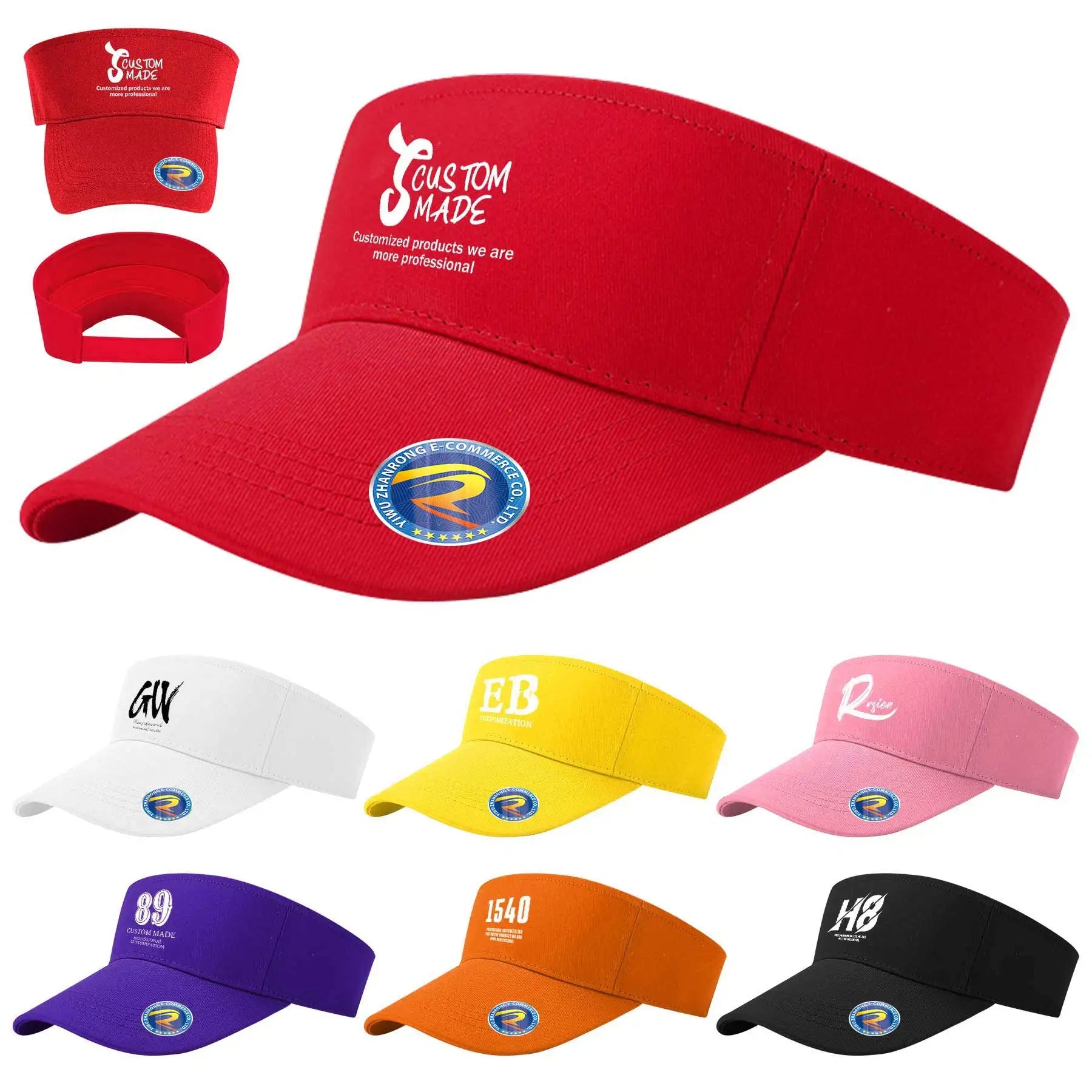 Wholesale Custom Design logo Sun Sports Cycling Cotton Plain Visor Top Empty Hat Outdoor Tennis Golf Adjustable Sun Visors Cap