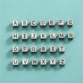 4.9mm Oxidized 26 Alphabet Cube Beads 925 Sterling Silver A-Z Initial Letter Square Bead for DIY Name Jewelry Making