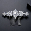 SLBRIDAL Top Quality Prong Setting Clear Cubic Zircon Bridal Hair Comb Wedding CZ Headpiece Hair Accessories Women Hair Jewelry
