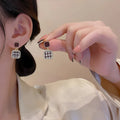 FanYue Winter Flocked Earrings Tiny Geometric Gold Plated Earrings square Flocking Stud Earrings for Women 2023