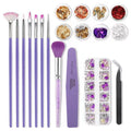 New Private Label Purple Foil Paper Dotting Pen Nail Art Painting Decoration Diamonds 7 Pcs Nail Brush Kits