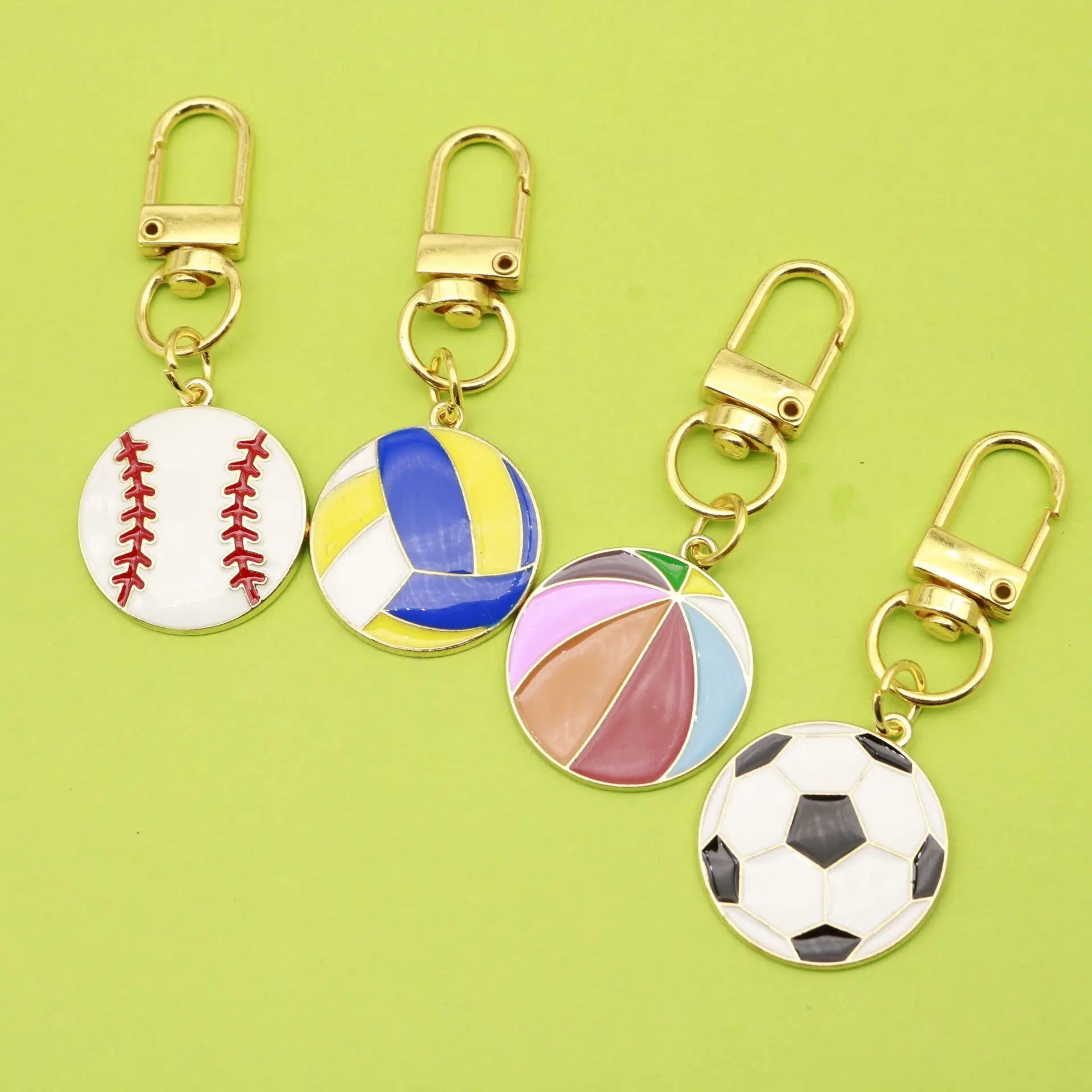 Alloy Sports Series Carabiner Keychain Football Basketball Volleyball Rugby Pendant Bag Accessory or Sports Gift