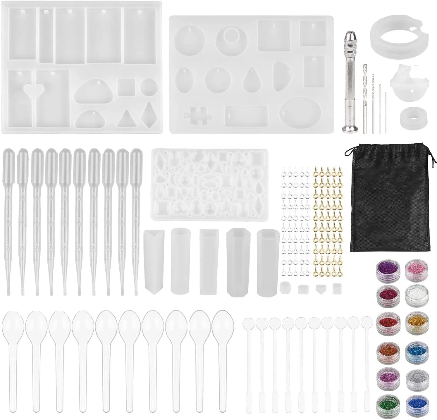 159 Pcs Silicone Resin Jewelry Making Kit Silicone Casting Mold Tools Set DIY Jewelry Earring Bracelet Making