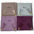 New Elegant Plain Bubble Chiffon Muslim Hijab With Tassel Islamic Head Scarf Wraps