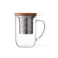 Borosilicate Glass Tea Infuser Cup Tumbler with Infuser Basket Bamboo Lid for Steeping