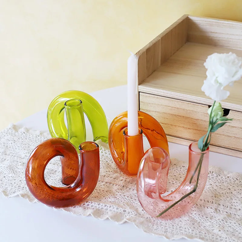 Modern Design High Borosilicate Special-Shaped Glass Vase Home Decor Weddings Multi-Color Customizable YDJ Brand Model 20240119