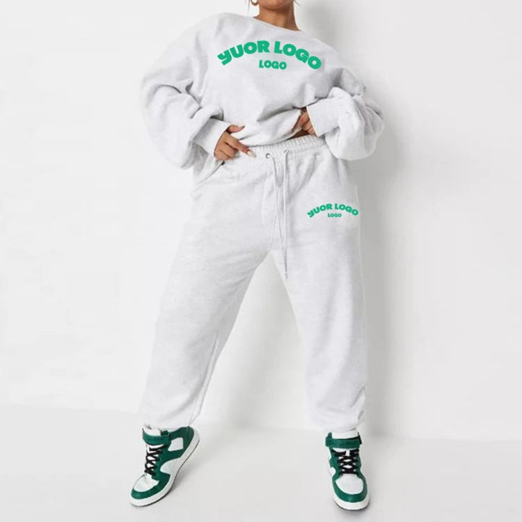 S0808 Fall Custom Plus Size Oversize Clothing for Women Work Out Causal Hoodie and Sweatpants Jogger Set 2 Piece Set Hoodie