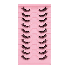 New Vendor Style Fashion Half Hair 10 Pairs Fake Mink Eye Lash Beauty Fox Eye Makeup Lashes Silk Soft Roll EyeLashes
